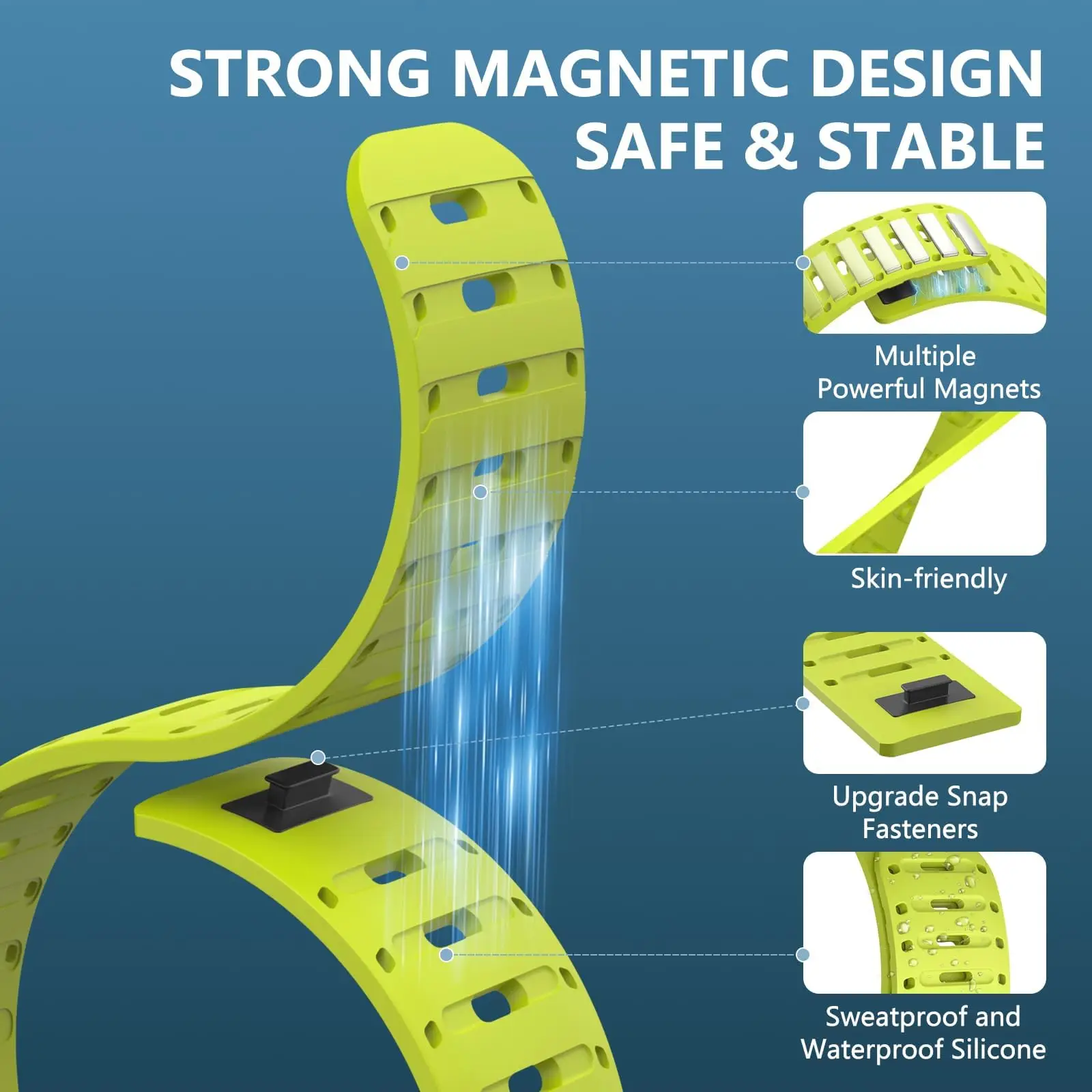 Premium 22mm Silicone Magnetic Watch Strap - Versatile Design