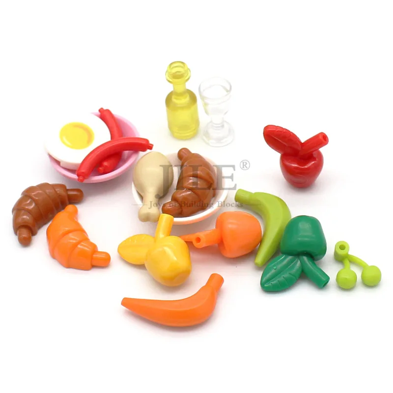 City Mini Food Building Block Toys Hamburger Pizza Fries Cake Dessert Chocolate Cookies MOC Bricks Plastic Assemble Part Figures