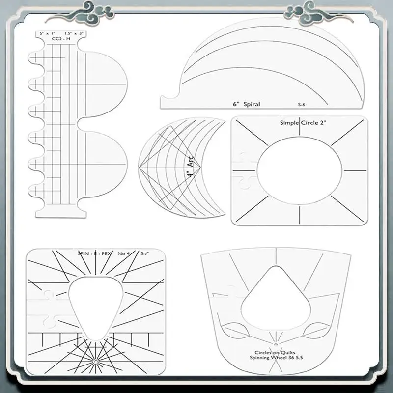 6Pcs Patchwork Ruler Quilting Tools Templates Set DIY Apparel Sewing Supplies Quilter Ruler Sewing Stencil Tool