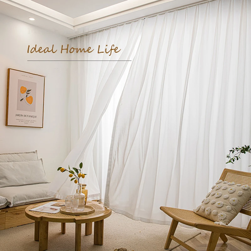 BILEEHOME White Stripe Modern Luxurious Tulle Curtains for Living Room Bedroom Decor Sheer Voile for Kitchen Window Treatments