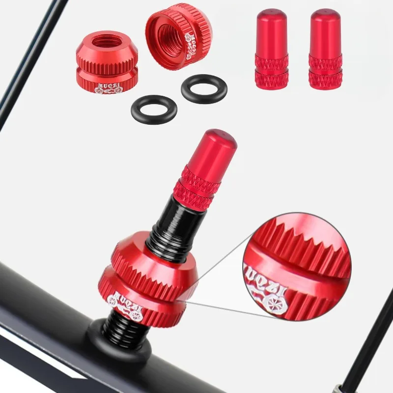 Bicycle tire valve nut with valve cap set 2-6 sets MTB road bike tubeless stem protection screw dust cover accessories
