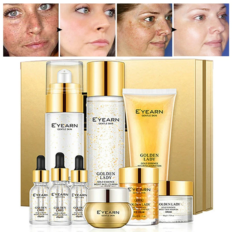 

Набор средств для ухода за кожей из 9 предметов, осветление пигментации, увлажнение, защита от шероховатости, контроль жирности, гладкое укрепляние кожи