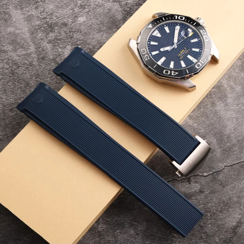 Cinturino Per Orologio In Silicone In Gomma Da 22Mm Cinturino Impermeabile Per Cinturino Per Orologio Tag Heuer Aquaracer 300 Way201B Caliber 5