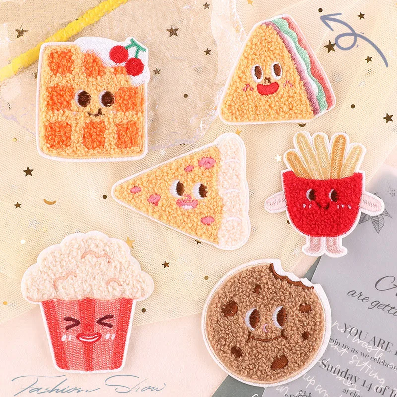 Nette Cartoon Brot Chips Patches Für Kleidung Kinder Selbst-klebe Applikation Handtuch Gestickte Stoff Patch DIY Telefon Fall Sweing – Detail 1