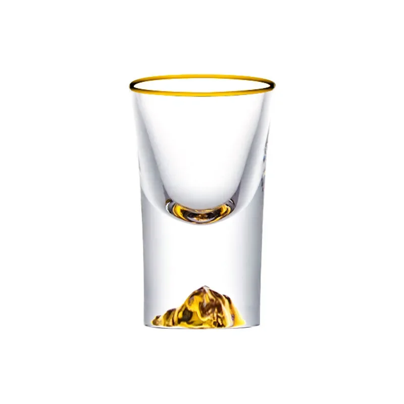 Whiskey Glass Crystal Glass Cup Crystal Liquor Spirits Shot Glasses Gold Foil Rim Mountain Wine Glass Vodka Whisky Bar Brandy Snifters