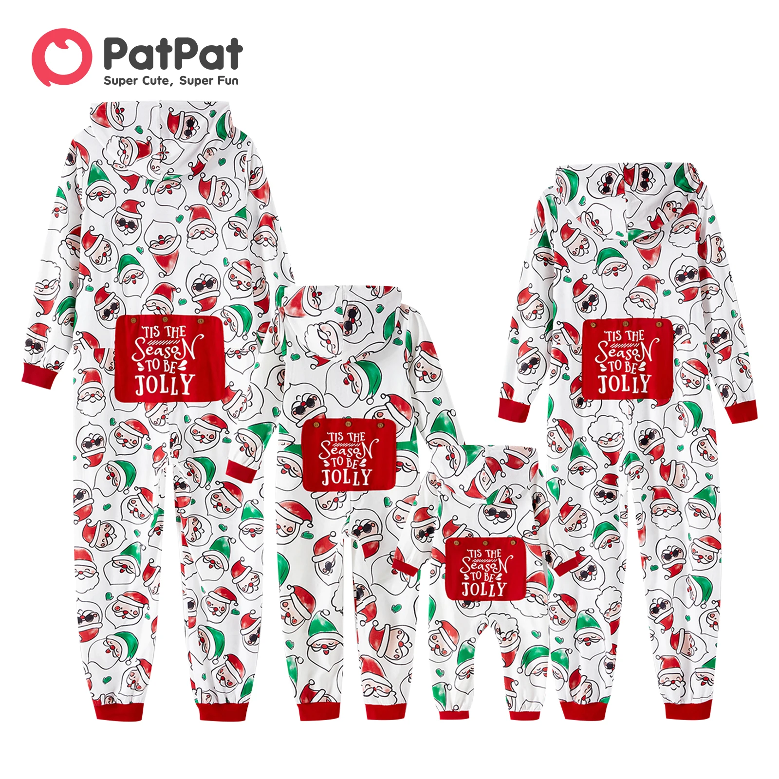 

PatPat Christmas Family Matching Allover Santa Claus Print Long-sleeve Hooded Zipper Onesies Pajamas (Flame Resistant)