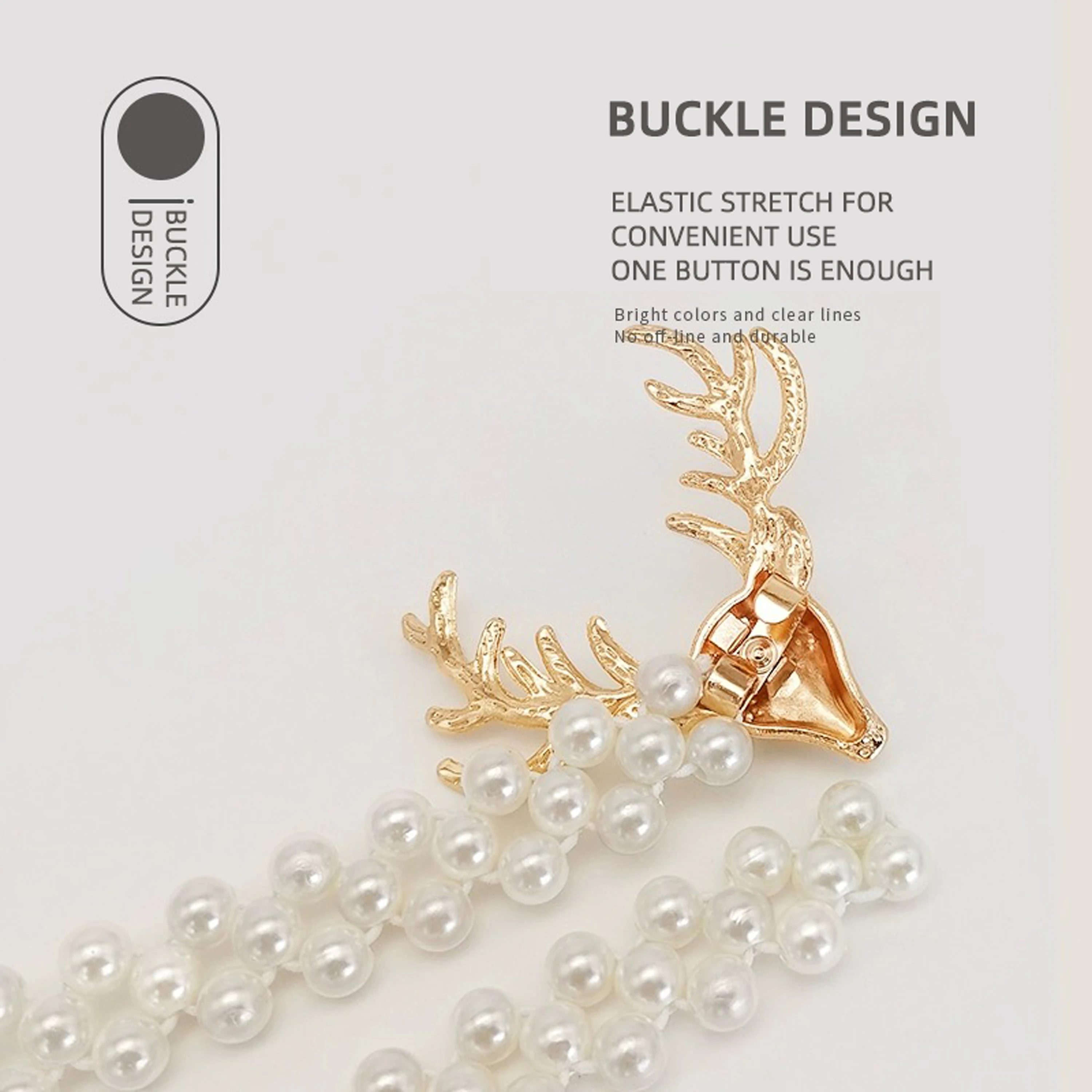 Metal Gold/Silver Elk And Pearl Design No-Punch Adjustable Curtain Tiebacks Light Luxury Style Metal Material No-Punch Cur 2PCS, curtain accessories,curtain tiebacks