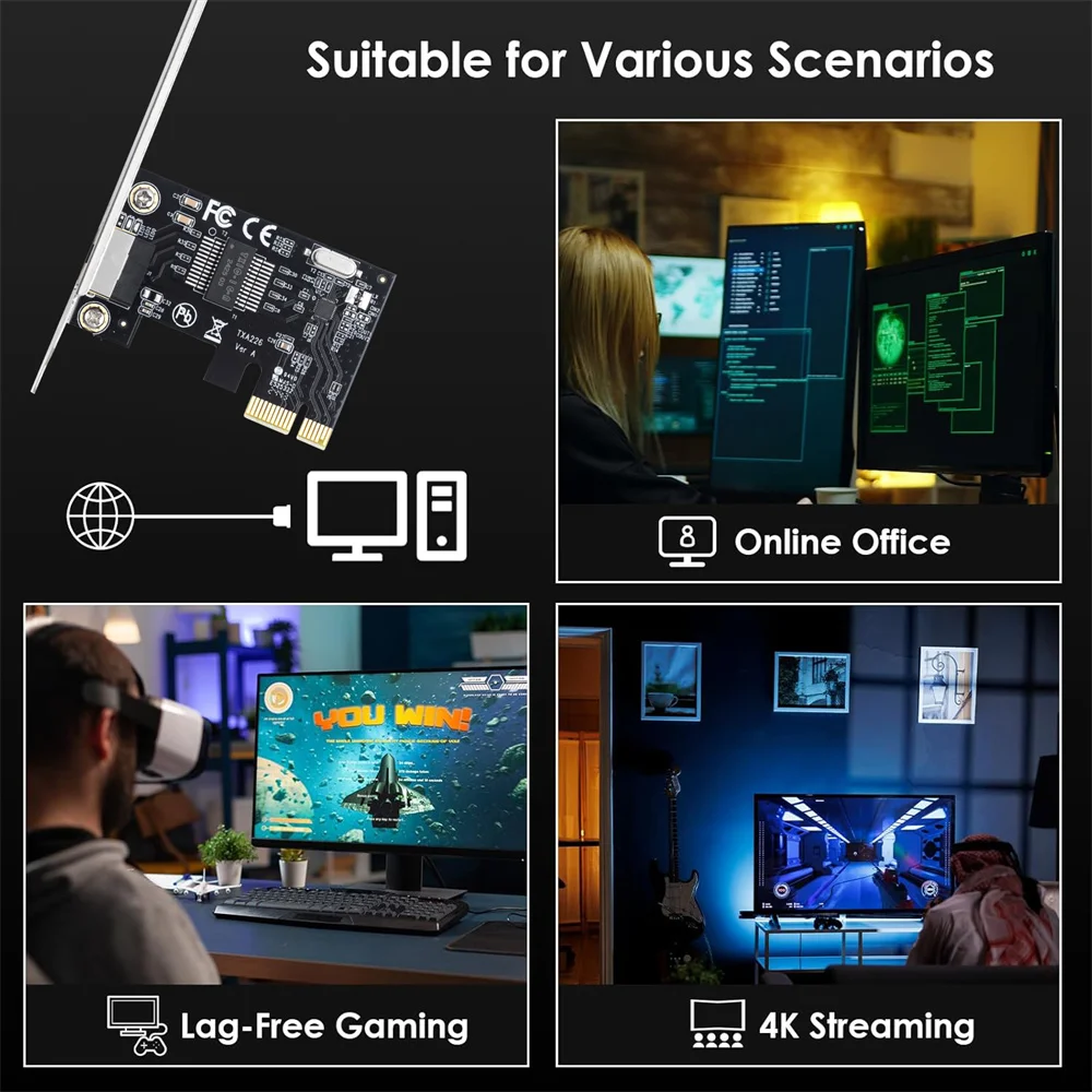 1000Mbps PCIE To RJ45 네트워크 어댑터 RT8111H RJ45 LAN 카드 데스크탑 PC 용 10/100/1000Mbps 기가비트 이더넷 PCI-E X1/X4/X8/X16