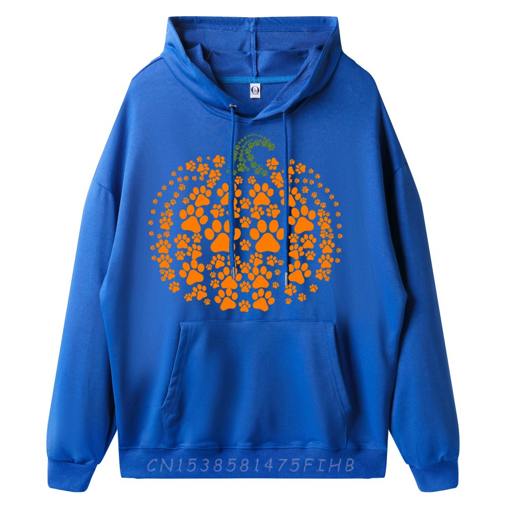 Men Discount Gift Idea Hoodies O Neck Labor Day Hoodies Graphic long Sleeve Pumpkin Dog Cat Paw Print Sweatshirts Pumpkin Dog Cat Paw Print Halloween Pet Lover cailan