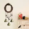 Witch Wind Chime Wiccan Wind Chime Handmade Brass Bell Witchcraft Door Hanger with Wishing Bottle Rattan Wreath Home for Wicca 5