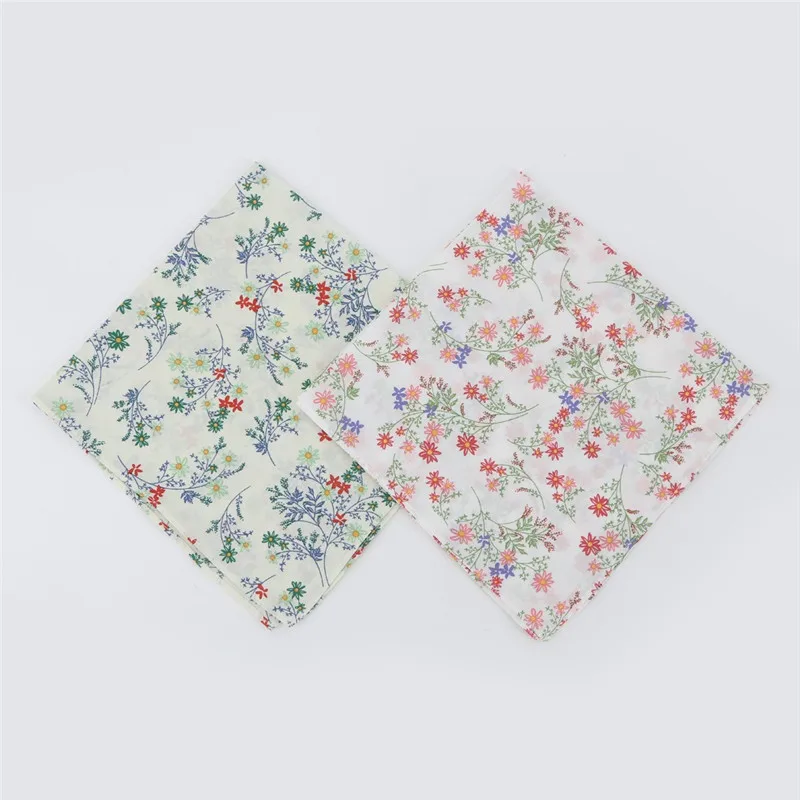 3Pcs 45x45cm Platz Baumwolle Pastoralen Blume Gedruckt Tragbare Dame Taschentuch Frauen Saugfähigen Handtuch Hochzeit Party geschenk – Detail 8
