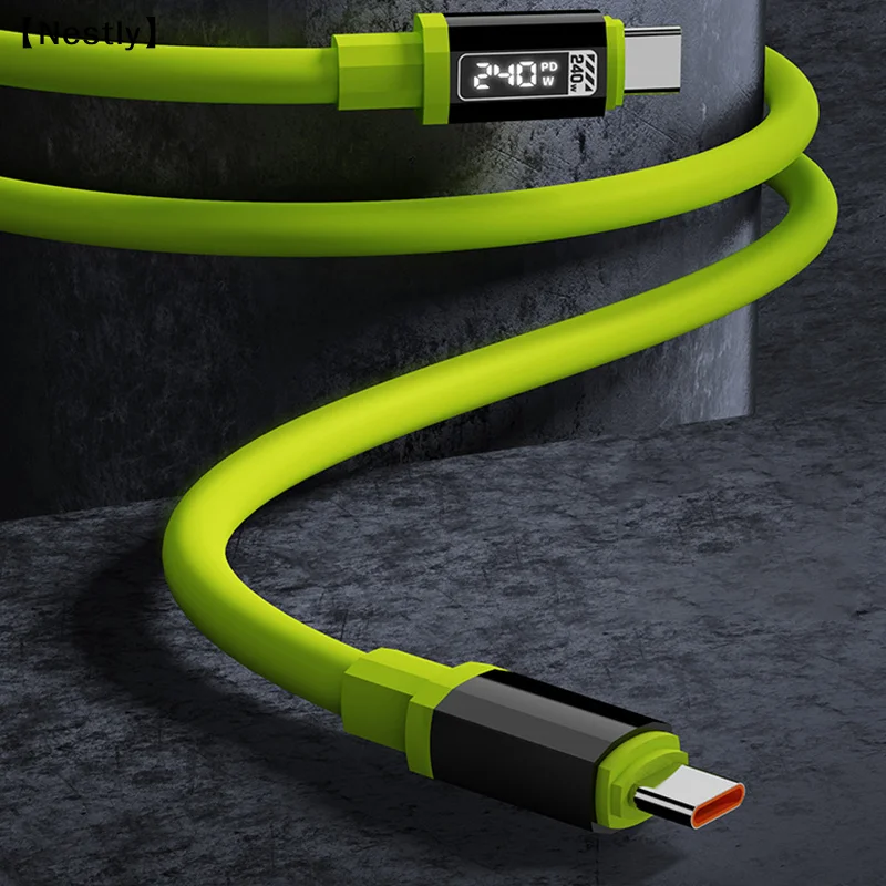전원 표시 기능이 있는 240W USB C 케이블 고속 충전 충전기 타입 C 코드 1-2m〔Nest〕