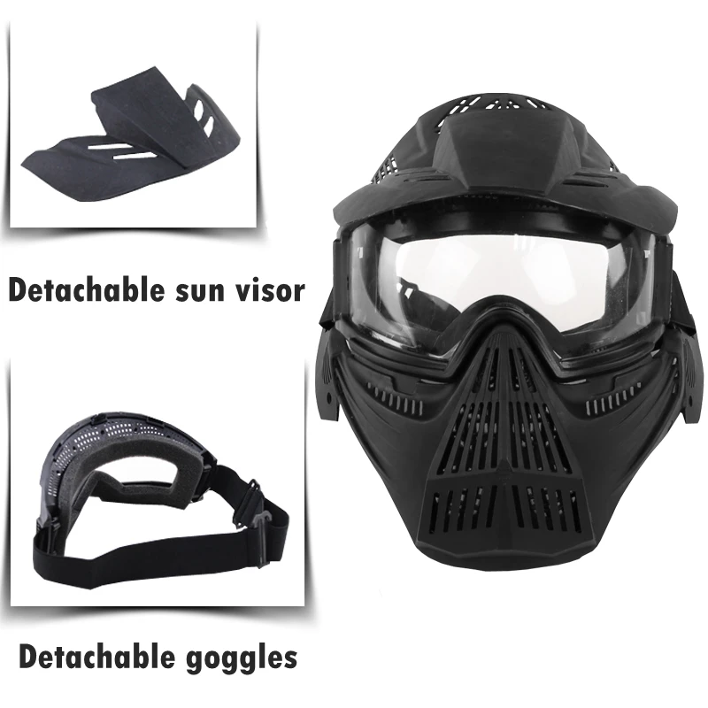 Large Clear Mesh Airsoft Full Face Mask Protect Safety BB Mask Goggles  Paintball