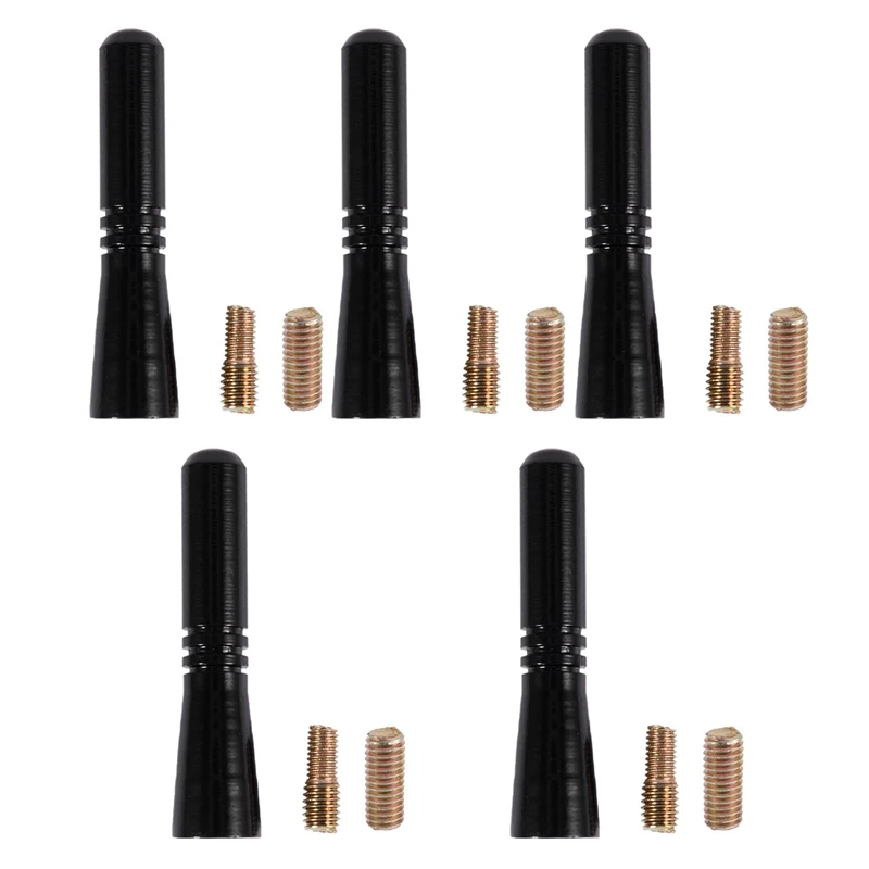 

5X Universal Top Roof Short Whip Screw Antenna Extension For Car Radio (Black)