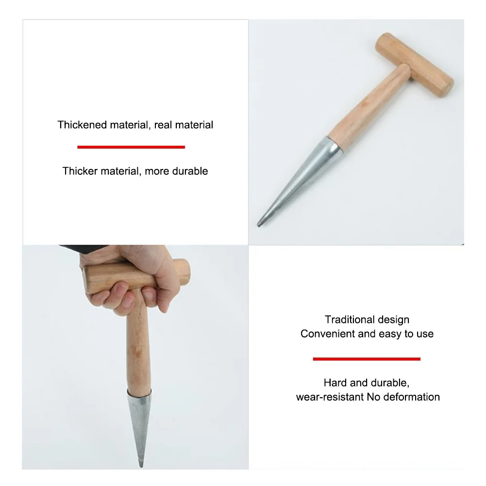 Hand Dibber Garden Tool Stainless Steel Sow Dibbler With Wood Handle Seed Dibber for Sowing Transplanting Planting Bulb Digging