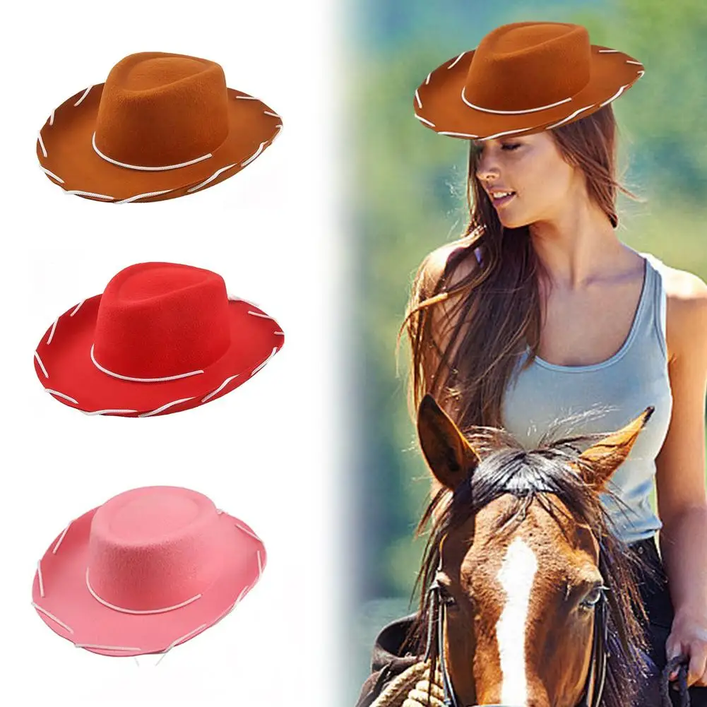 

New Unisex Cowboy Hat Fancy Dress Jazz Hat Fashion Hat Fedora Cap Brim Panama Felt Western Caps Wide Headwear Style J7y7