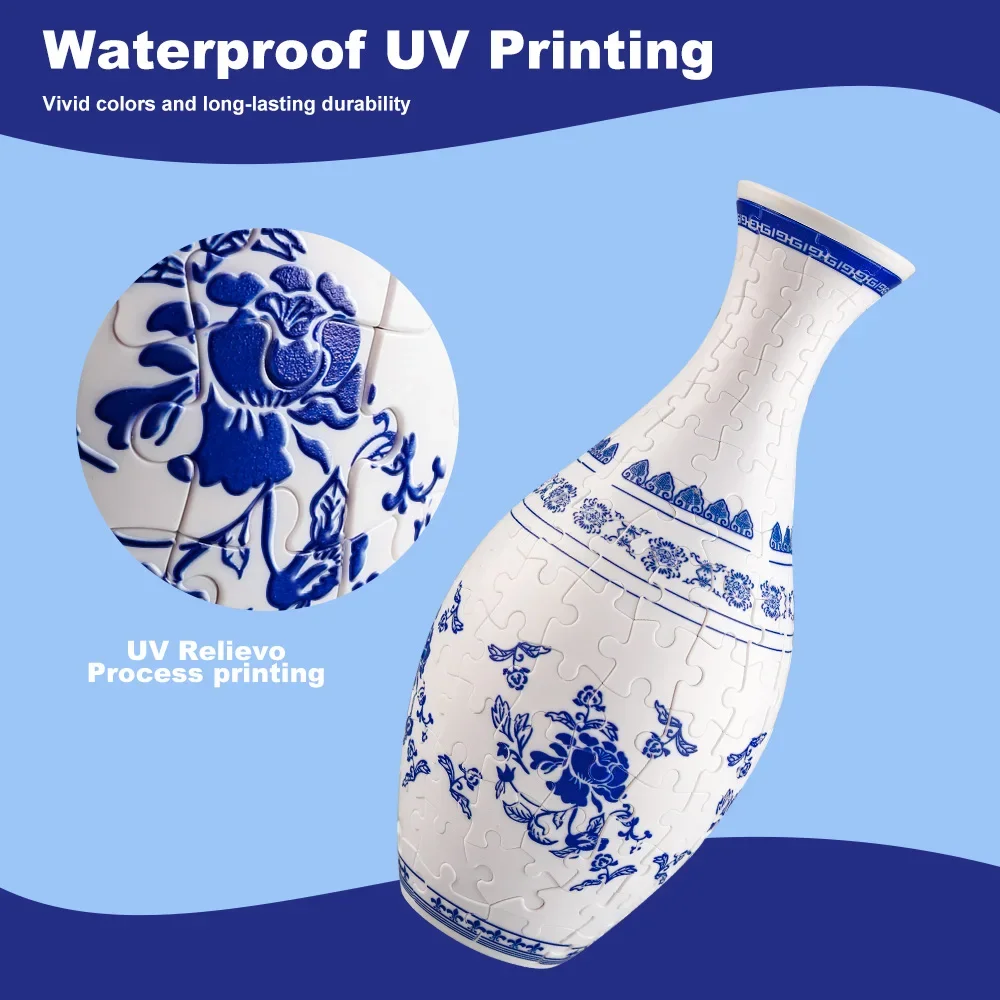 3D Puzzle Vase Flower Porcelain Design DIY Assembly Educational Toy Home Decoration House Arrangement Warming Christmas Gift Toy 4