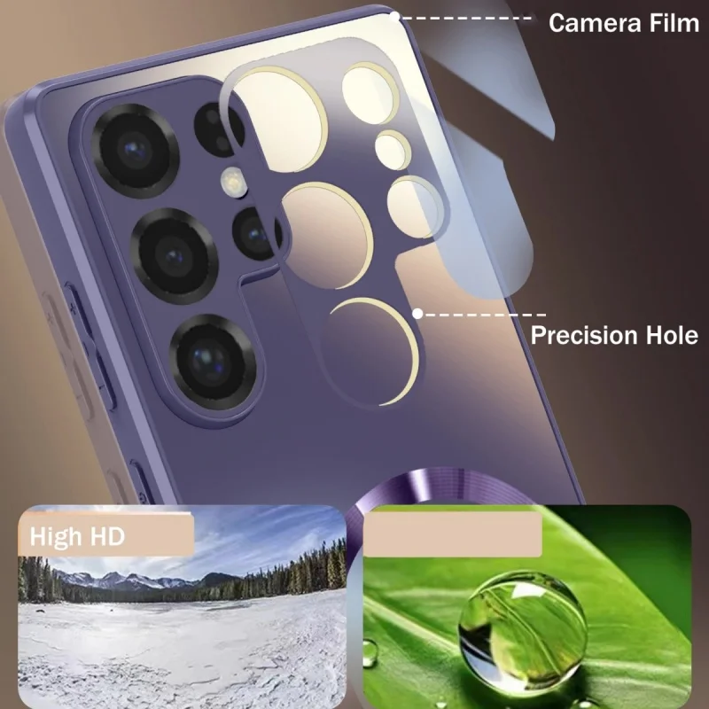Ultra Thin Matte Magnetic Wireless Charging Case with Glass Lens Protection - Shockproof Cover