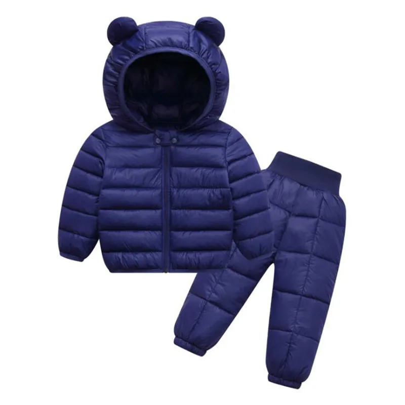 

Solid Color Children's Clothes Sets Winter Baby Girls and Boys Jackets Pants Suit Down-Cotton Kids Clothing