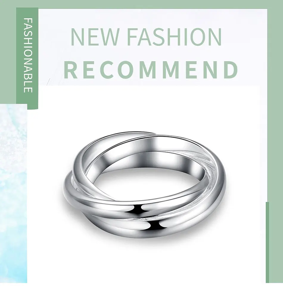 Aravant Dreifachring aus 925er Silber für Damen, modischer Hochzeitsschmuck – Detail 1