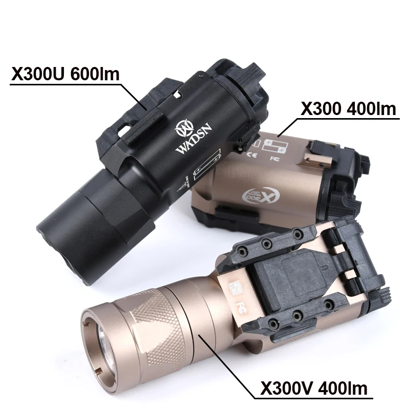 

WADSN Tactical X300U X300 Ultra X300V Flashlight Pistol Scout Light Rifle Airsoft Weapon Glock 17 19 Gun Lamp LED Strobe X400 M4