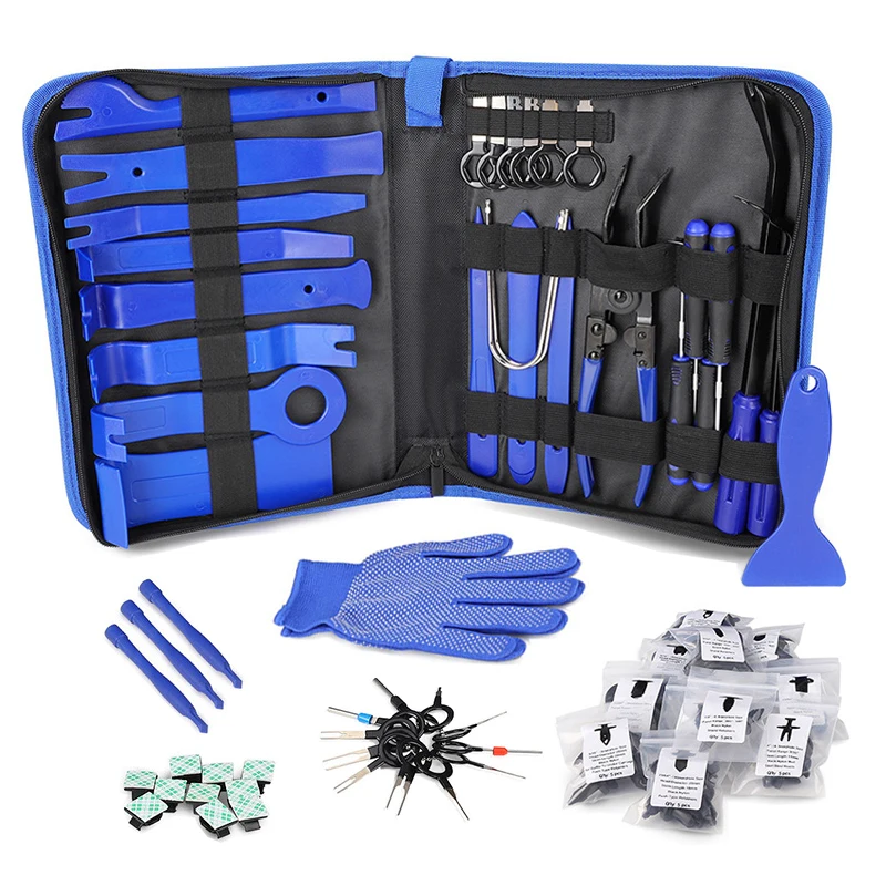 40/112Pcs Auto Innen Demontage Kit Auto audio demontage werkzeuge Auto Clip Remover Diy Innen änderung offen licht zangen – Detail 9