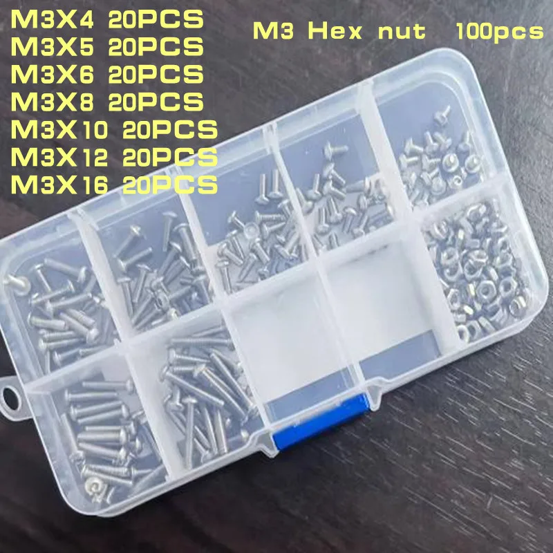 Hex Button Socket Head Cap Screw Nut Assortment Kit Set M2 m2.5 M3 M4 M5 M6 304 Stainless Steel screw bolt nut set,hexagon socket head cap screw