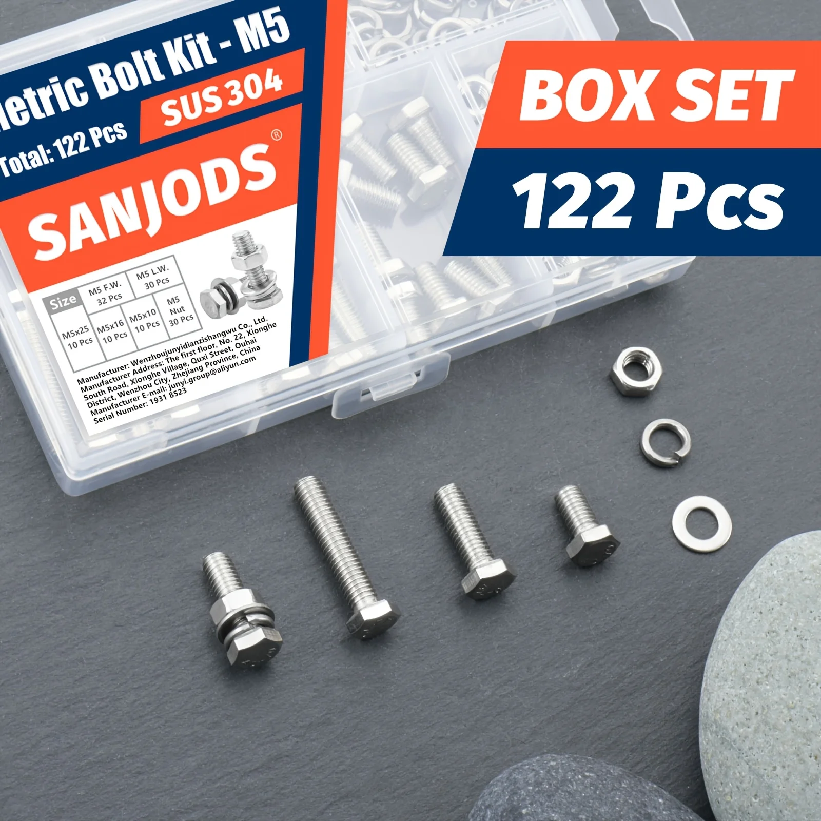 M4 M5 M6 Metric Bolt Kit Stainless Steel Assortment Set with Hex Head Bolts Nuts Flat & Lock Washer for DIY Home Industrial Use screw bolt nut set screw washer nut kit hex nuts assortment kit