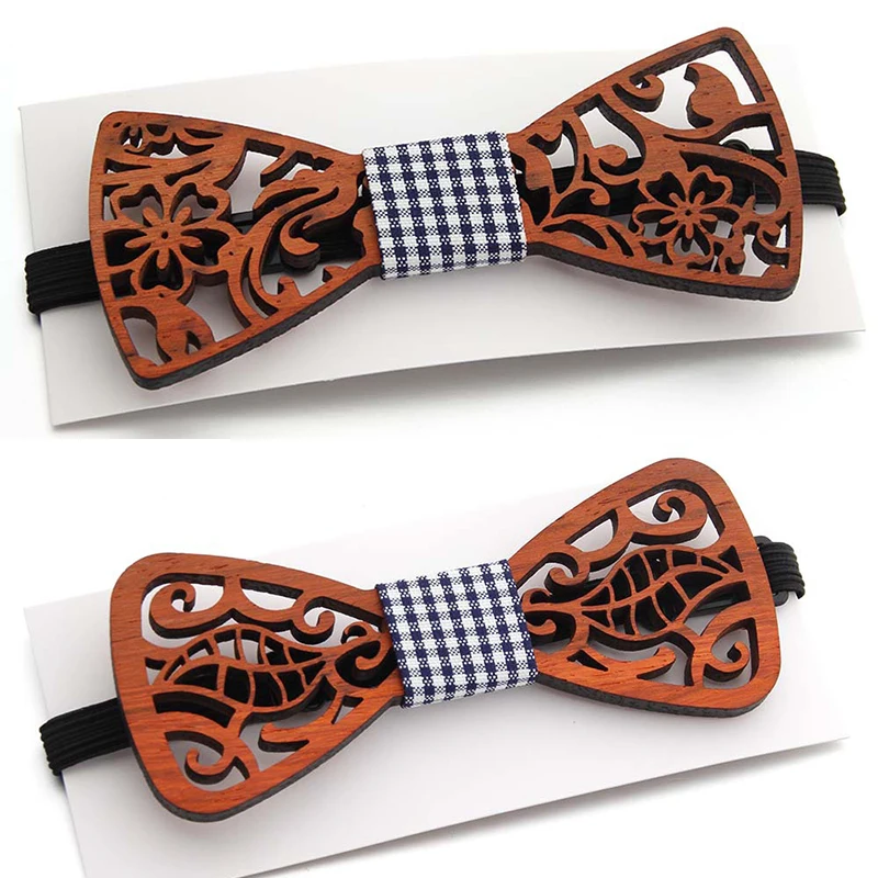 Fashion Wooden Bow Tie For Men Unisex Hollow Out Carved Retro Wooden Neck Ties Adjustable Strap Vintage Bowtie Bowknots Slim tie