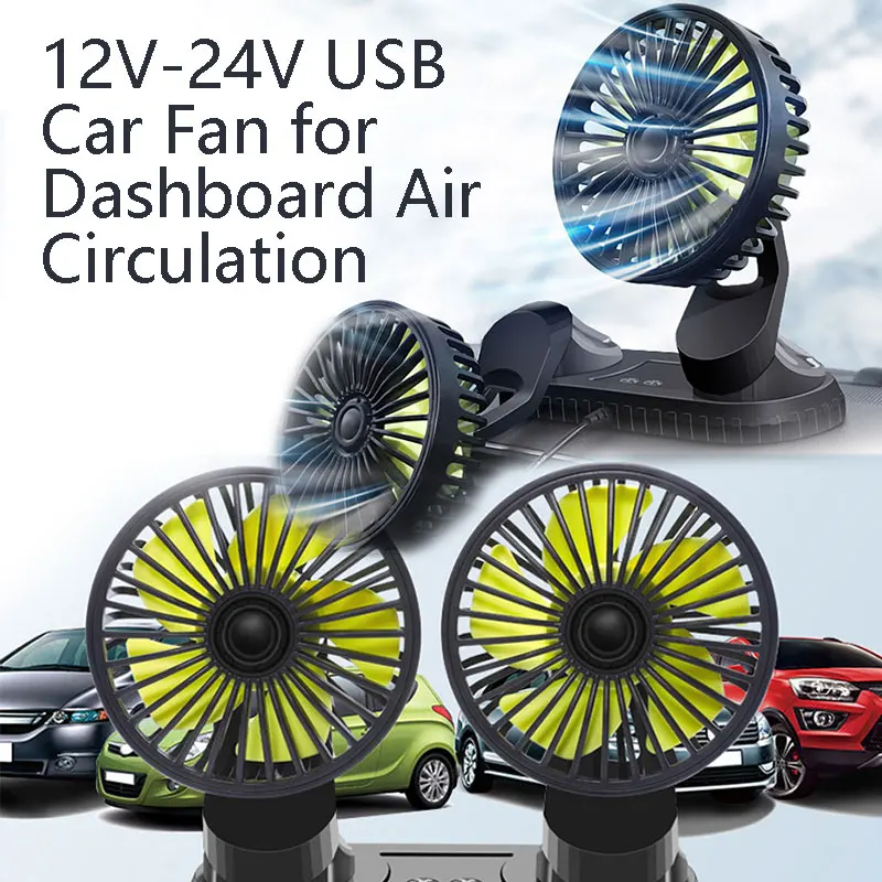 

12V-24V USB Car Fan for Dashboard Air Circulation Fans ABS Three Speeds Summer Cooling Fan High Airflow Fan in Summer Accessori