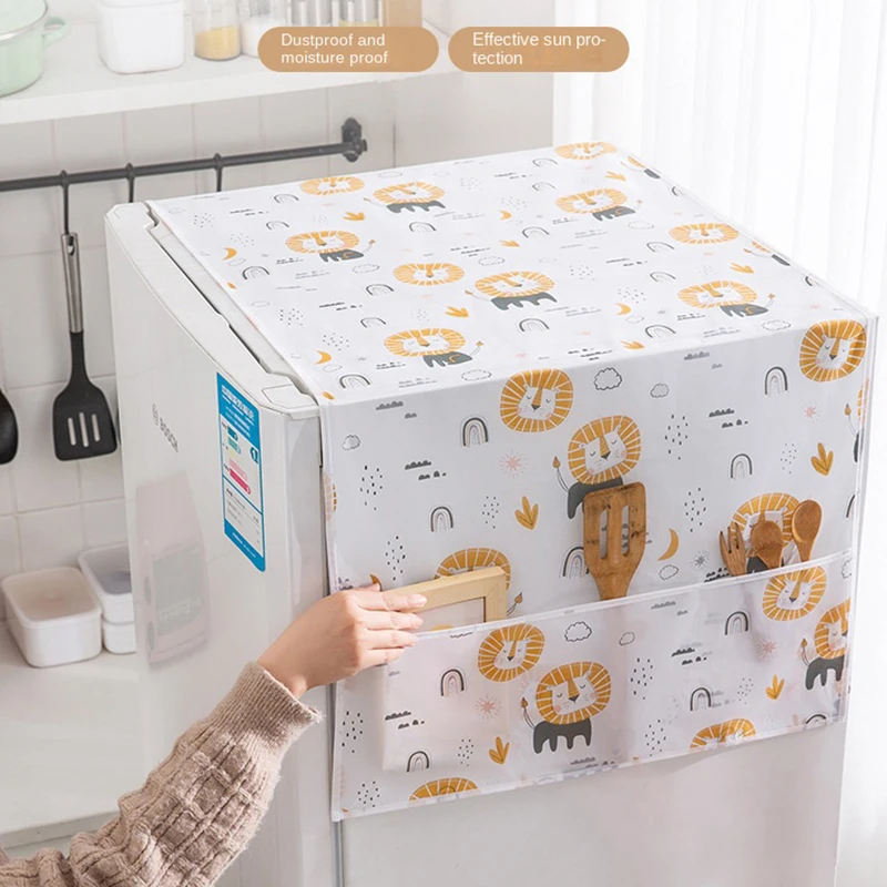 Dust Cover Refrigerator Dust Cover with Storage Bag Washable Multi-purpose Printing Protection Cover for Household Washing Machine Cabinet
