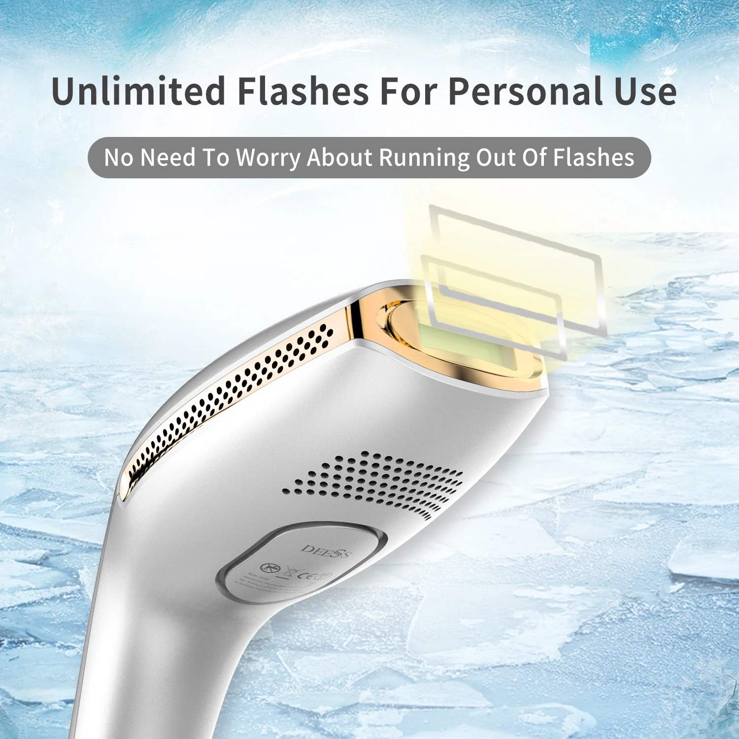 DEESS GP590 PLUS 3in1 Laser Epilator Hair Removal Permanent 0.9s Painless Cool Ipl Laser Hair Removal Machine Unlimited Flashes 4