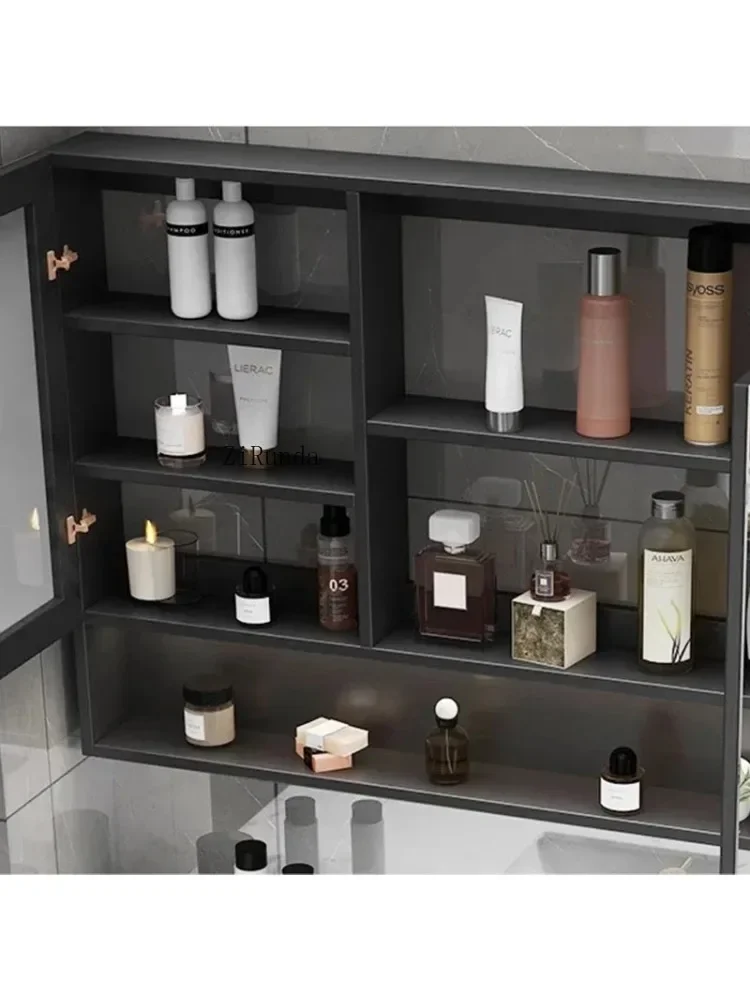 Simple Smart Bathroom Mirror Cabinet Modern Originality Solid Wood Lighting Mirror Cabinet Bathroom Furniture