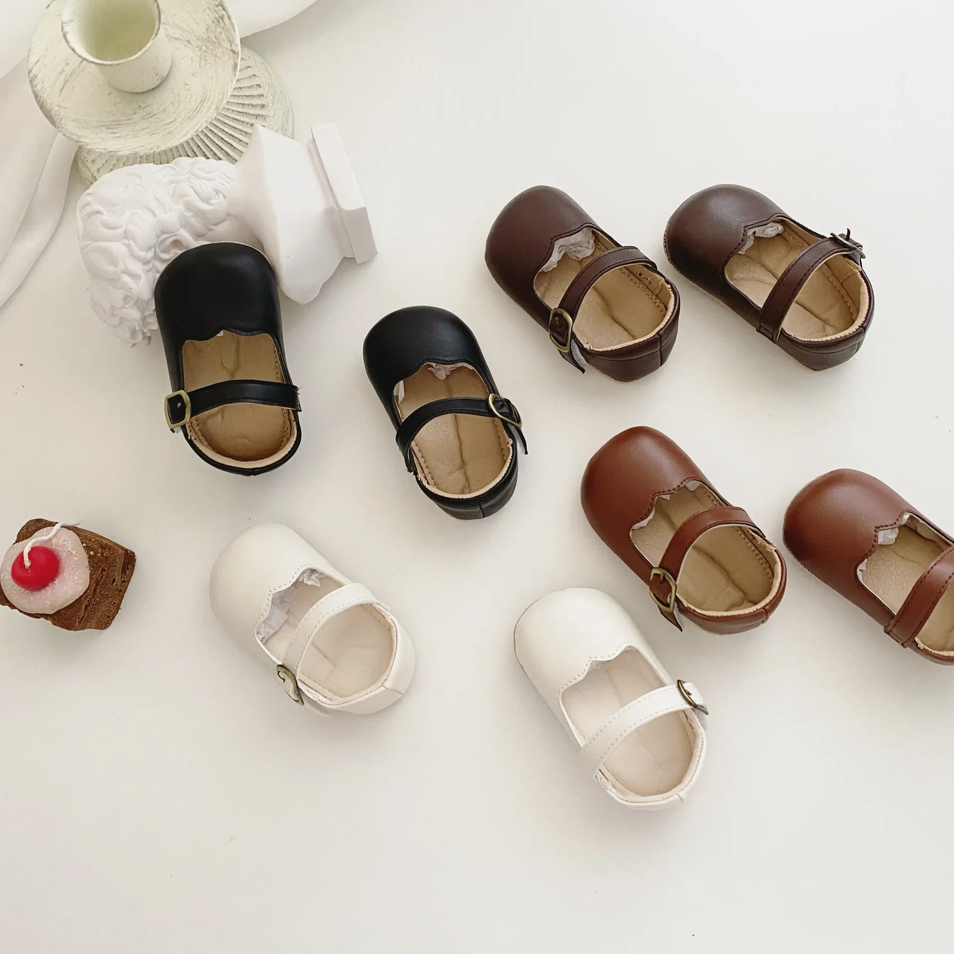 3318A Ins Baby Shoes Autumn 0-2 Years Old Baby Retro Style Small Leather Shoes Baby Girl Soft Bottom Anti-slip Shoes 4
