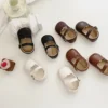 3318A Ins Baby Shoes Autumn 0-2 Years Old Baby Retro Style Small Leather Shoes Baby Girl Soft Bottom Anti-slip Shoes 4
