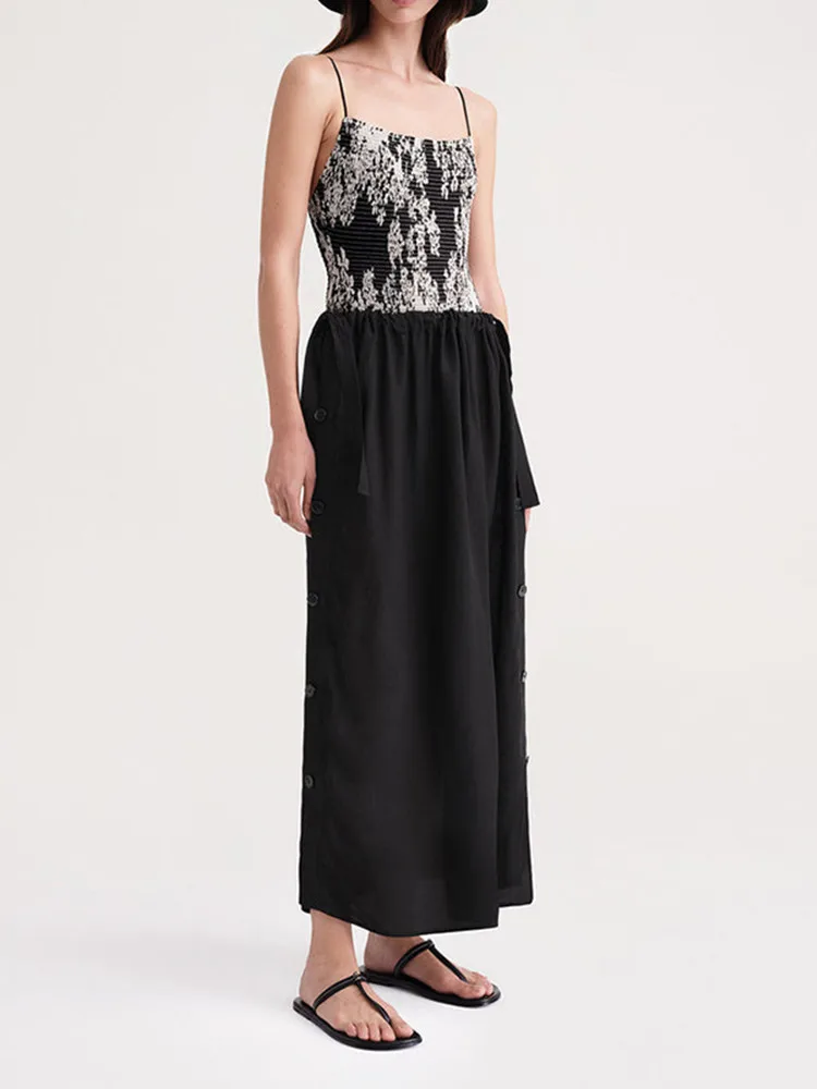 

New Women's Drawstring Midi Skirt Side Button Lace-Up Simple Loose Solid Color Female Jupe 2023 Spring Summer