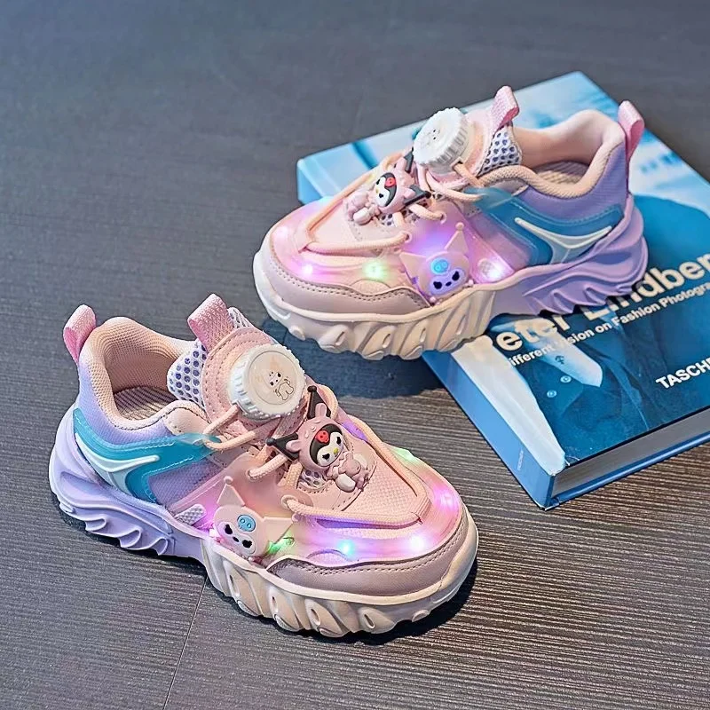 real photos New Kuromi plus size Branded Female Students Soft Girl kids Canvas Shoes child children's colorful light Skate Shoes 4