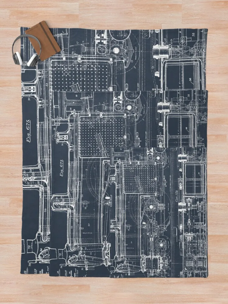 Steam Train Blueprint Throw Blanket Heavy Blanket