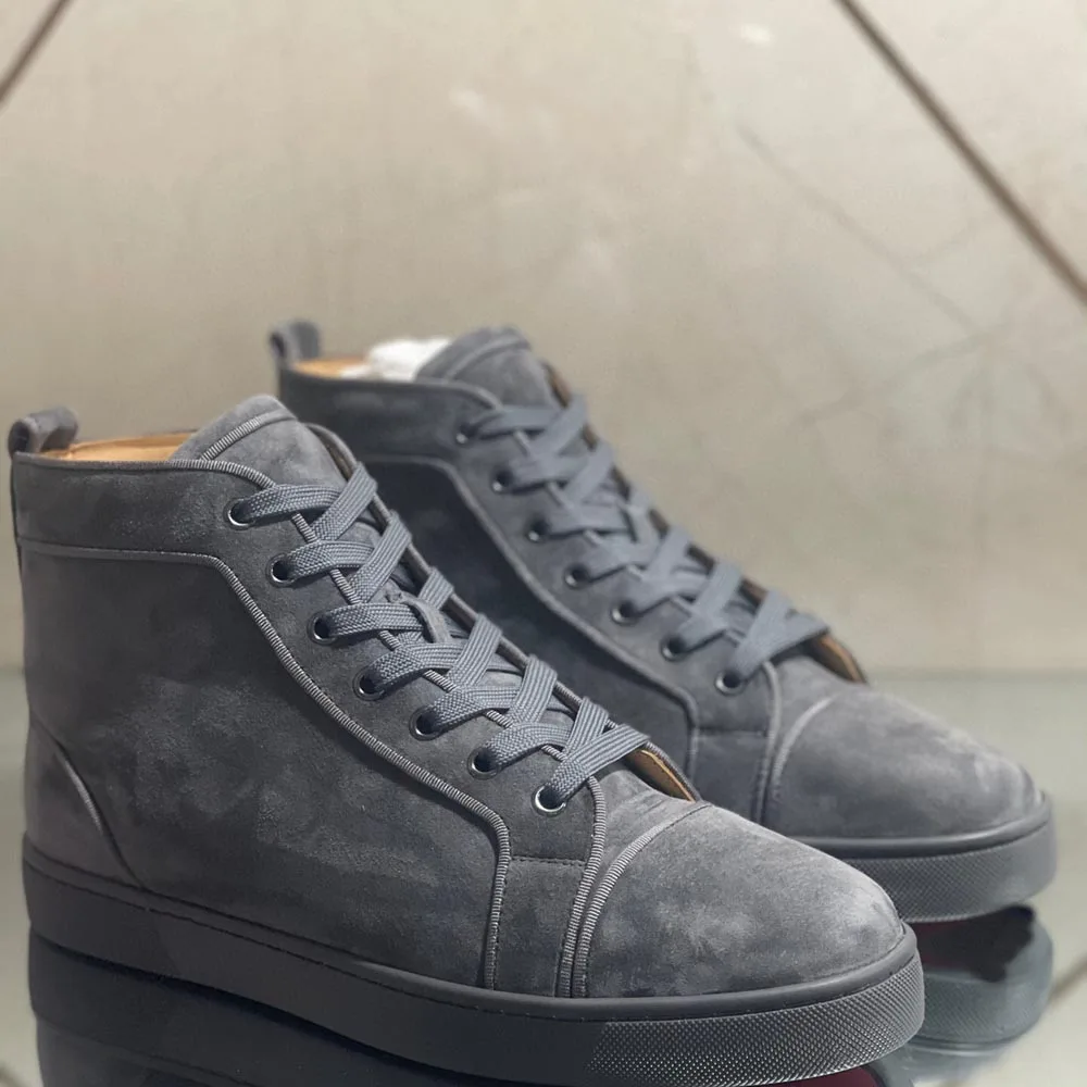 High Top New Gray Suede Leather Luxury 