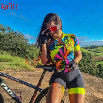 Kafitt vitalidade meninas uniforme de bicicleta ao ar livre manga curta macacão equipe personalizado lycra alta estiramento das mulheres bodysuit