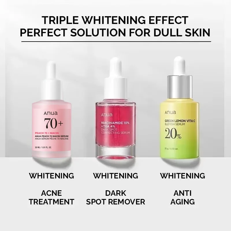 Anua Original Vitamin Whitening Set Peach 70% Niacinamide Serum Dark Spot Serum Vitamin C Blemish ANUA Skincare Products