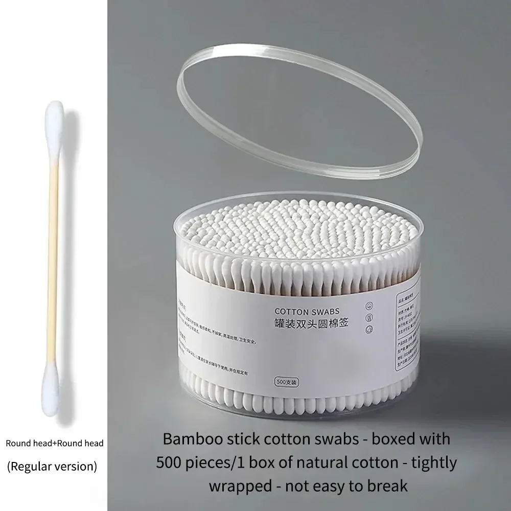 30/100/500PCS Double Heads Cotton Swabs Round Head and Sharp Heads Daily Cleaning Cottonswab Bag &Box Packed Disposable 2