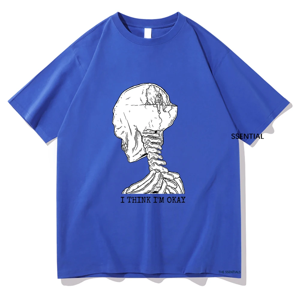 hin Gun Klly T-shirts Ik denk dat ik OKAY ben Mn/Womn Kleding Asthtic Tops Katoenen T-shirt Vintage Unisx Strtwar_voghion.com