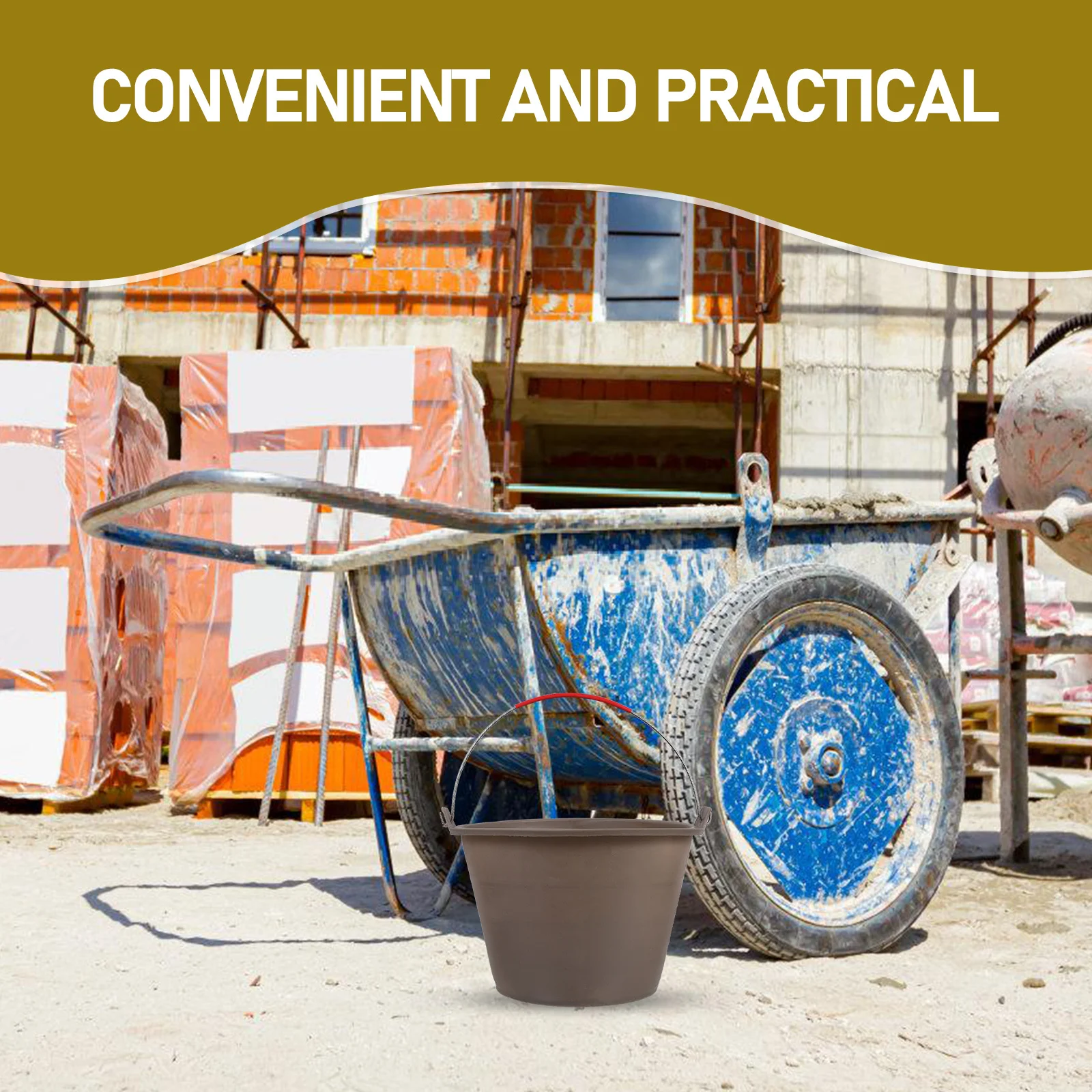 Thickened Plastic Bucket 20L Heavy Duty Cement Sand Concrete Carrier with Handle Portable Construction Site Utility Pail