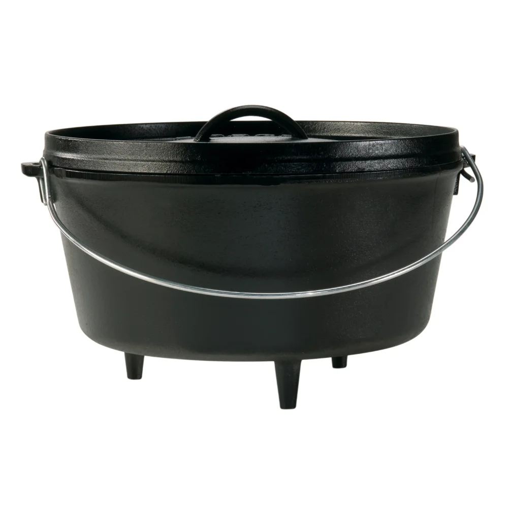 

Cast Iron 12" / 8 Quart Seasoned Camp Cast Iron Camping Supplies Outdoor Pot Camp Cooking Supplies with Handle,freight free