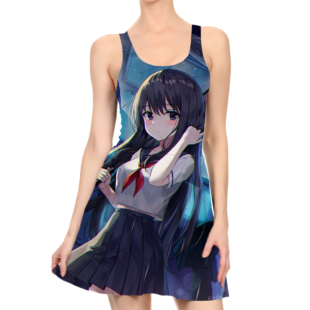 

CLOOCL Women Dress Anime Komi Sankomi San 3D Printing Female Streetwear Summer Dress Fashion Sleeveless Lady Beach Dresses