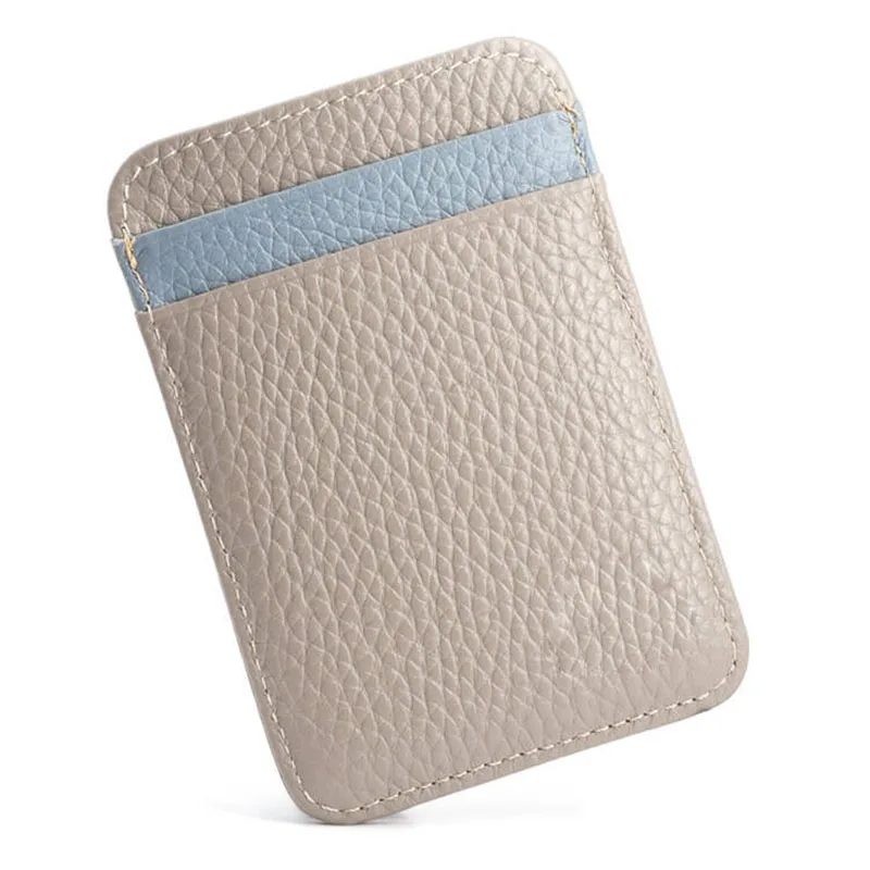 Men's 100% Genuine Leather Mini Wallet - Thin Credit/Bus Card Holder with ID Pocket, Compact Cash Case for Business