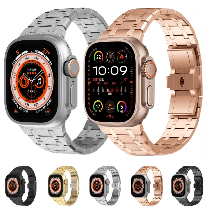 Metal Strap for Apple Watch Ultra2 Band 49mm 9 8 7 45mm Modified Stainless Steel Bracelet Wristband for 6 5 4 SE2 44mm 42mm Belt