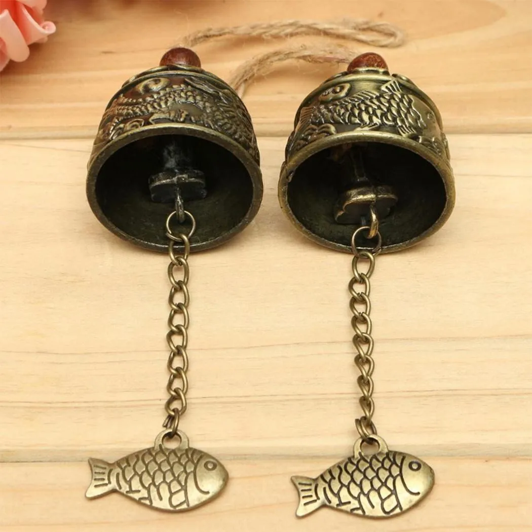1pcs Bell Characteristics Handmade Hanging Wind Chime Hemp Rope Traditional Zinc Alloy Dragon Fish Luck Fortune 6