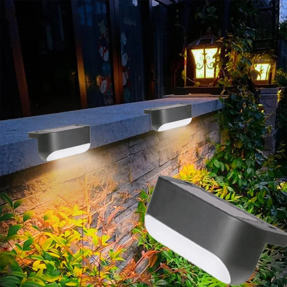 Warm Solar Staircase Light LED Solar Step Light for Outdoor Stairs Wall Lamp for Step Fence Garden Yard Patio and Pathway Decor